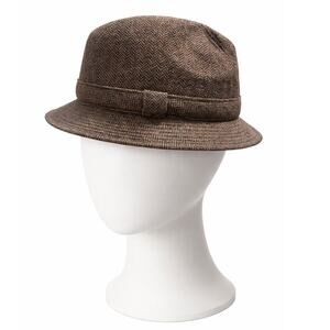 Bailey Premier Collection Wool Fedora Hat Brown Herringbone Size L Made Italy